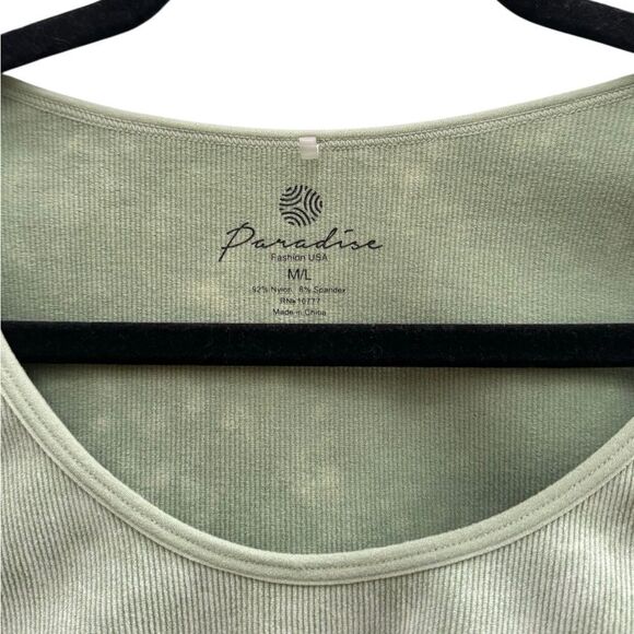 Paradise Fashion USA Women's Rib Tee Shirt in Green Size M/L - Picture 4 of 4